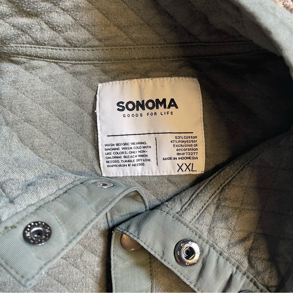 Sonoma quilted XXL women's sage green pullover sweatshirt outerwear sporty - Picture 2 of 7